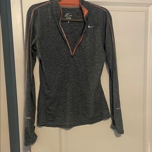 Nike Women's Charcoal and Orange Long Sleeve Top